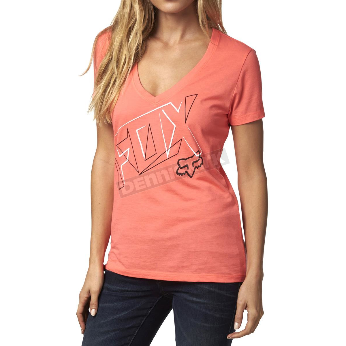Fox Women's Acid Red Forfeit V-Neck T-Shirt - 15415-101-M ATV Dirt Bike ...